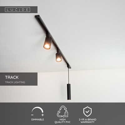 Lucide TRACK X-connector - 1-circuit Track lighting system - Black (Extension)